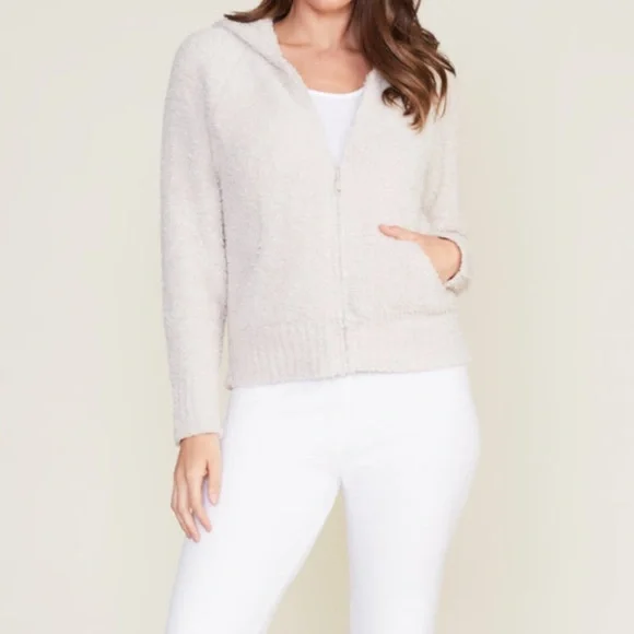 Barefoot Dreams CozyChic Lite Cream Zip Up Sweater - Picture 1 of 4